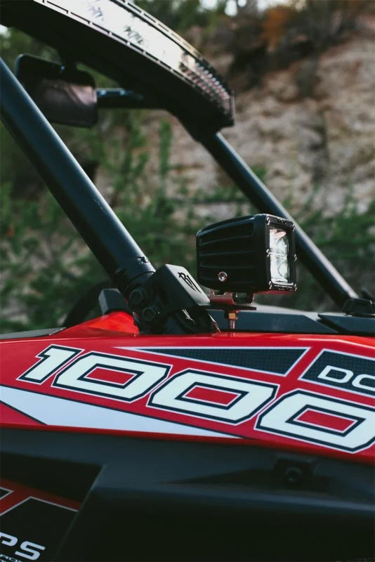 Rigid Industries 2014-2015 Polaris RZR XP1000 Single A Pillar D/DXL/SR-M/SR-Q-Series Mount Bracket - Side View