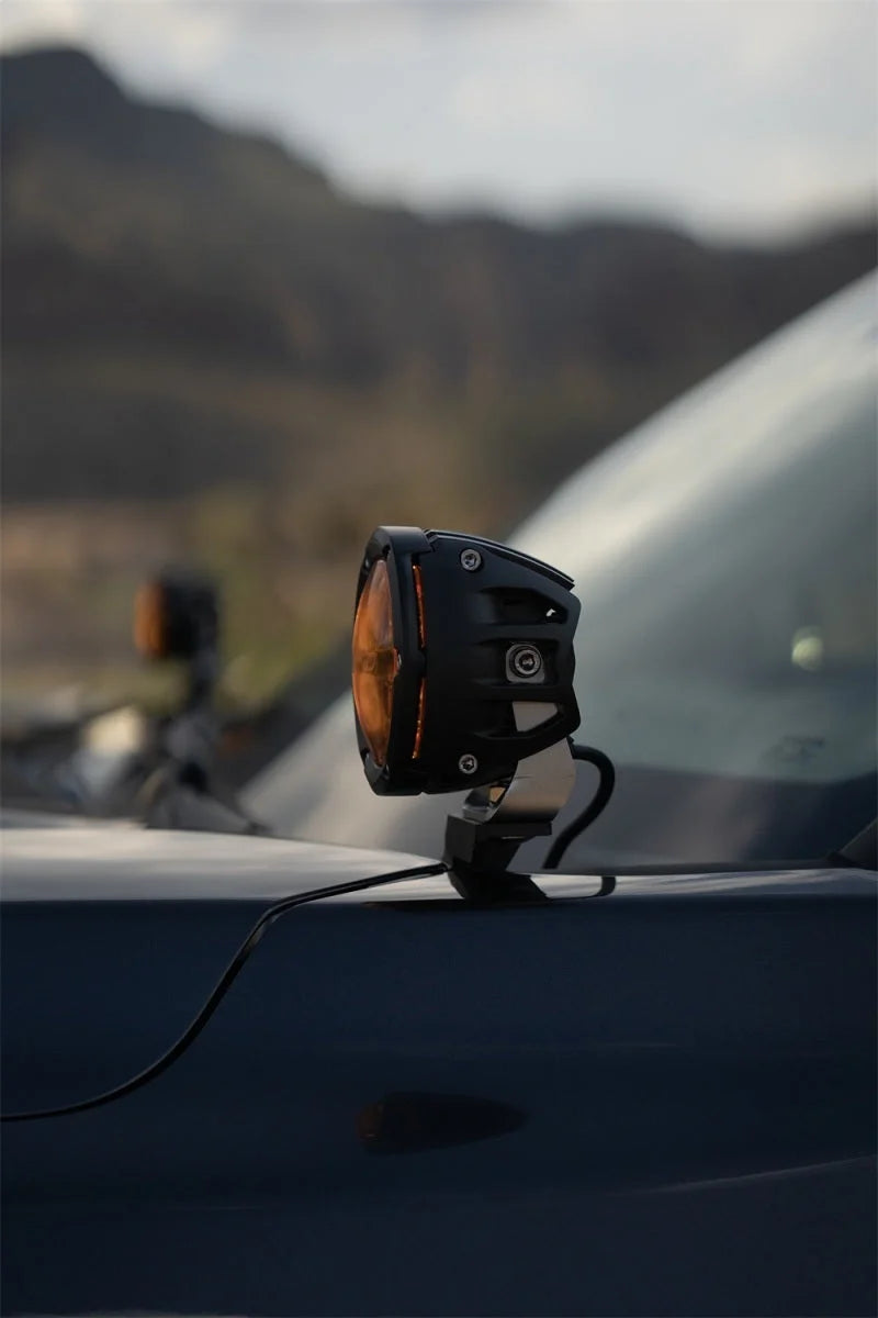 Rigid Industries 360-Series 4in Fog w/ Amber PRO Lens - White (Pair) - Side View