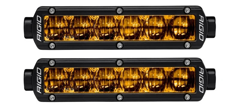 Rigid Industries 6in SR-Series Pro Dot / SAE Fog Lights (Pair) - Selective Yellow - Side View