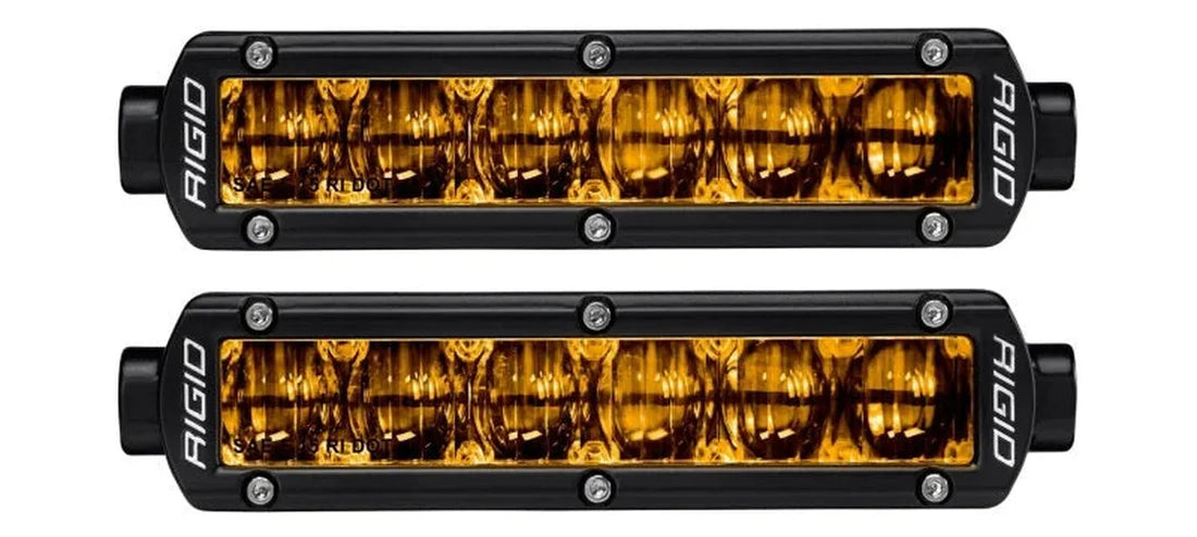 Rigid Industries 6in SR-Series Pro Dot / SAE Fog Lights (Pair) - Selective Yellow - Side View