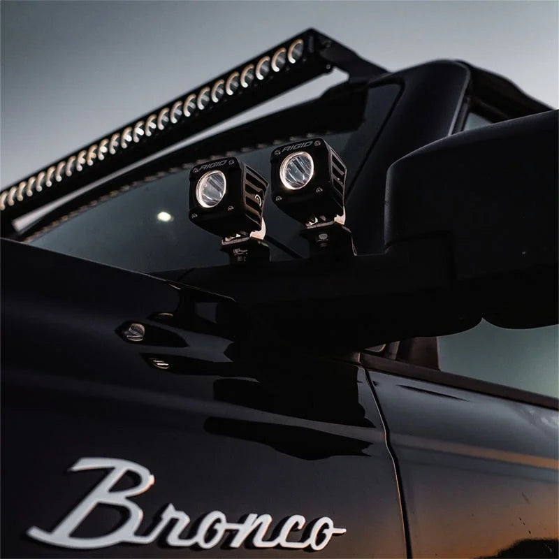 Rigid Industries Revolve Pod w/Amber Trim Ring - Pair - Side View
