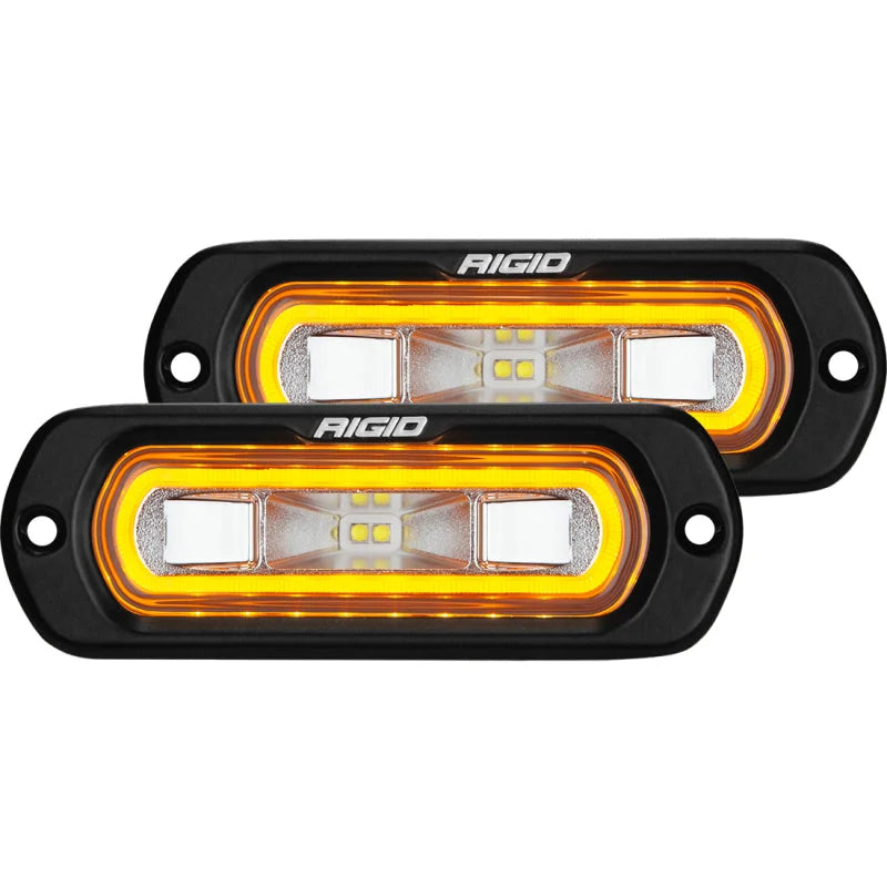 Rigid Industries SR-L Series Flush Mount LED Spreader Pair w/ Amber Halo - Universal - Main Product View