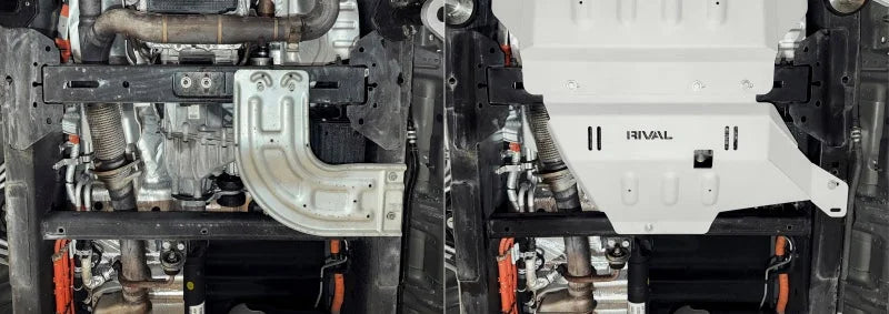 Rival 4x4 Aluminum Transfer Case Skid Plate fits 2015+ Ford F150 Powerboost - Side View