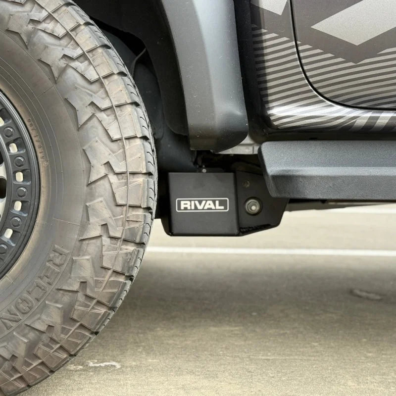Rival 4x4 Rear Suspension Travel Sensor Aluminum Armor Set fits 2024-2025 Ford Ranger - Side View