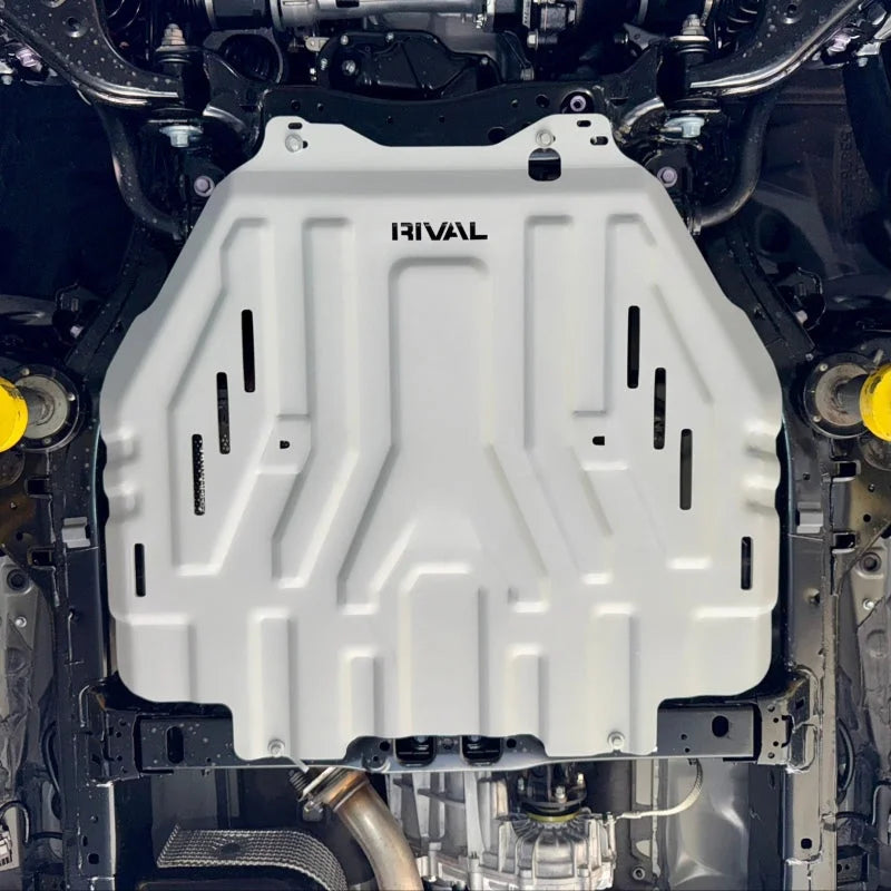 Rival 4x4 i-Force Max Hybrid Aluminum Transmission Catalytic Converter Skid Plate fits 2024-2026 Toyota Tacoma - Back View