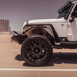 Load image into Gallery viewer, Road Armor 07-18 Jeep Wrangler JK Stealth Front Fender Flare Body Armor w/LED DRL - Tex Blk - Installation View