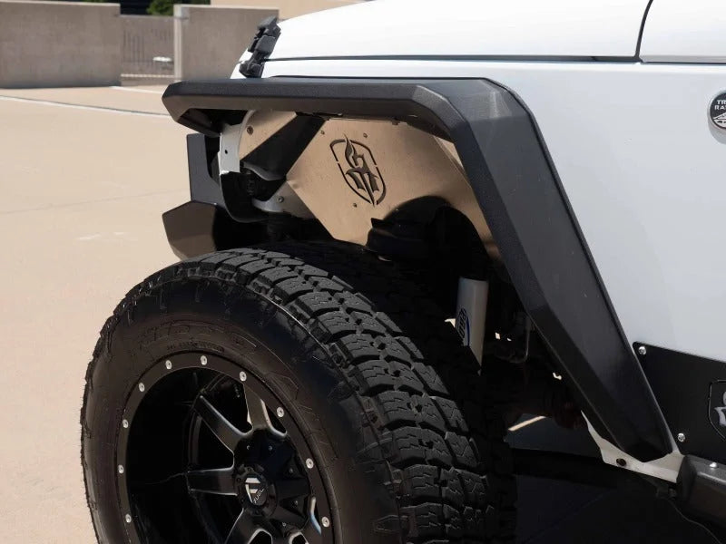 Road Armor 07-18 Jeep Wrangler JK Stealth Front Fender Flare Body Armor w/LED DRL - Tex Blk - Additional View 9