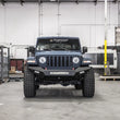 Load image into Gallery viewer, Road Armor 18-20 Jeep Wrangler JL SPARTAN Bolt-On Front Bumper Skid Plate Guard - Tex Blk - Installation View