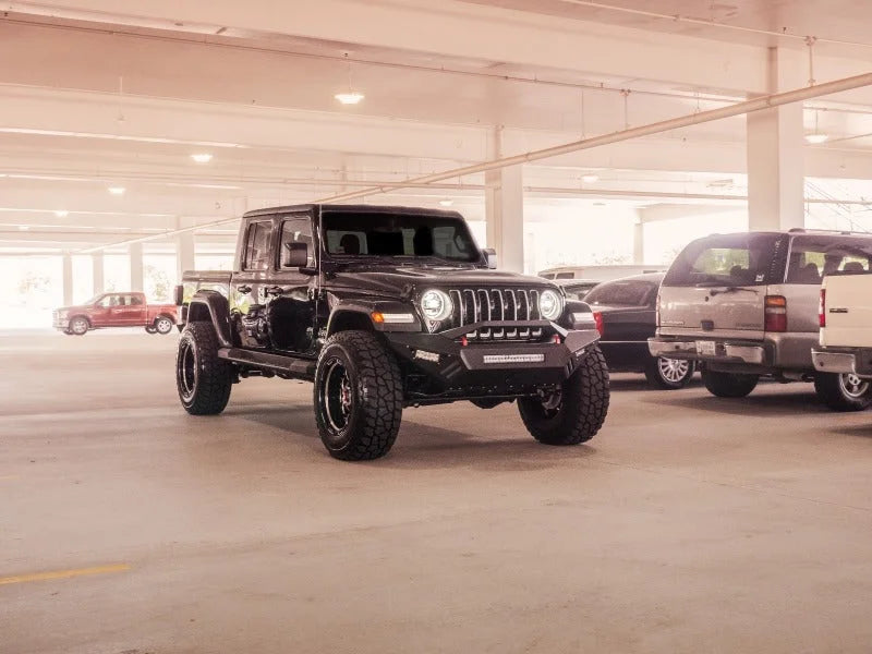 Road Armor 18-20 Jeep Wrangler JL Spartan Front Bumper Bolt-on w/Pre-Runner Guard - Tex Blk - Side View