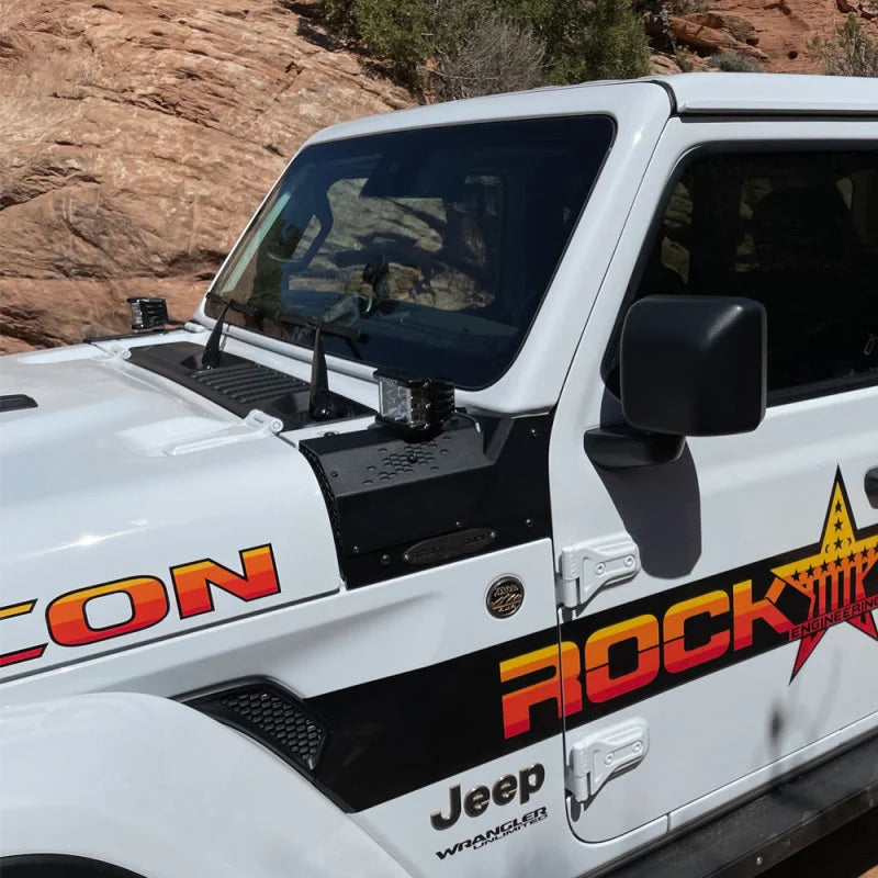Rock Slide 21-22 Jl/Gladiator: Mojave/Recon/392 Models Jl/Jt Cowl Led Light Pod Brackets - Main Product View