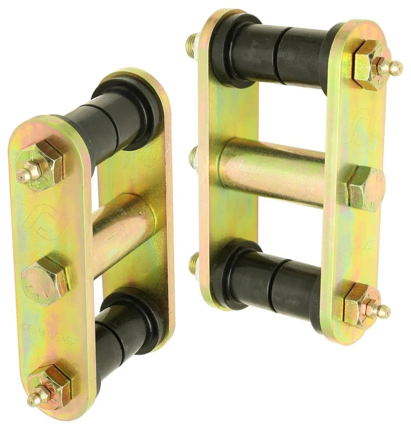 RockJock 76-86 CJ HD Leaf Spring Shackles Front w/ Urethane Bushings HD Greasable Bolts Pair - Main Product View