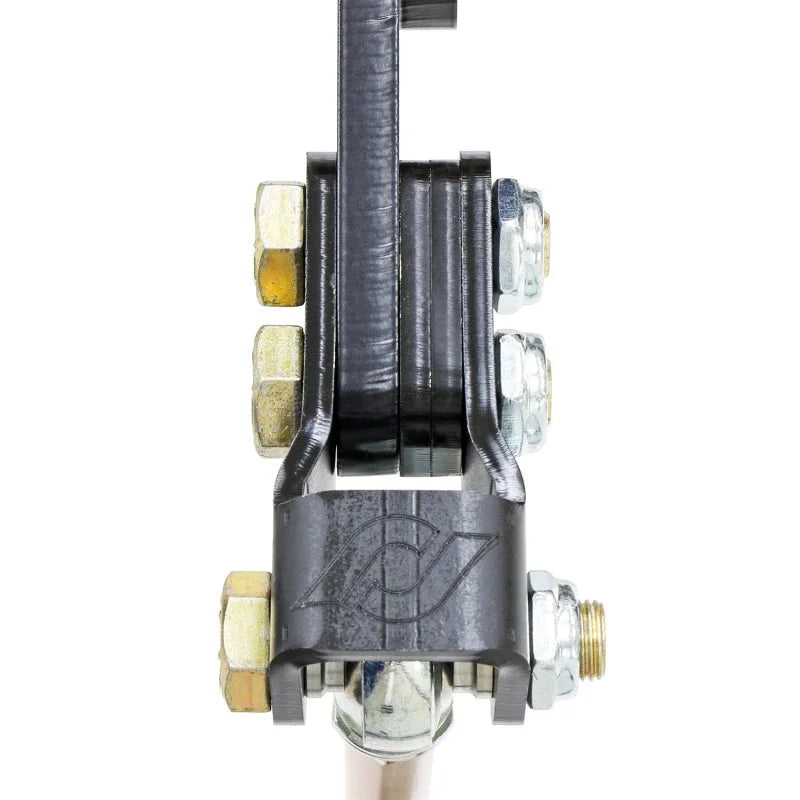 RockJock Antirock Double Shear End Link Bracket Kit Arm Length Ext. 1.5in up to 1.25in Link Offset - Side View