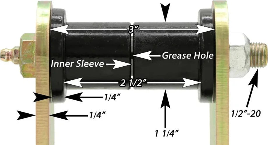 RockJock YJ Boomerang Leaf Spring Shackles Rear w/ Urethane Bushings HD Greasable Bolts Pair - Side View
