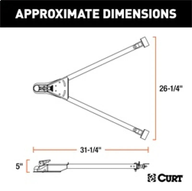 RockJock Curt Tow Bar with Adjustable Width Arms Car Mount 2in Ball 5000lbs - Installation View