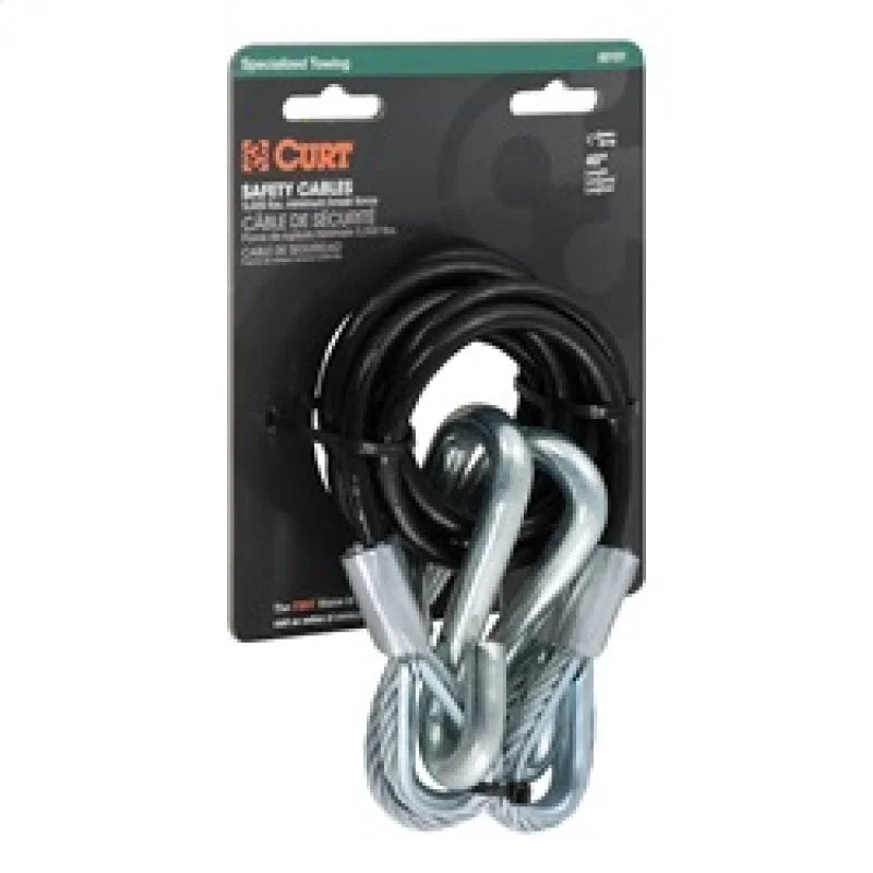RockJock Curt Towing Safety Cable Kit 44 1/2in Long w/ 2 Snap Hooks 5000lbs 2-Pack - Side View