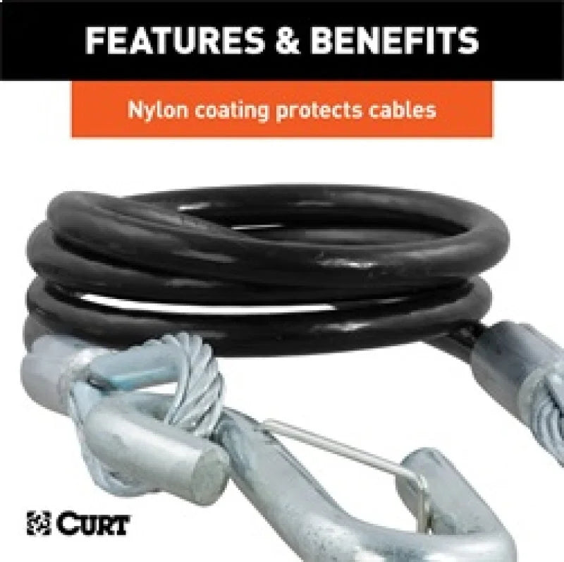 RockJock Curt Towing Safety Cable Kit 44 1/2in Long w/ 2 Snap Hooks 5000lbs 2-Pack - Back View