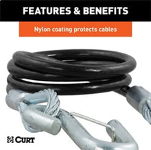 Load image into Gallery viewer, RockJock Curt Towing Safety Cable Kit 44 1/2in Long w/ 2 Snap Hooks 5000lbs 2-Pack - Back View