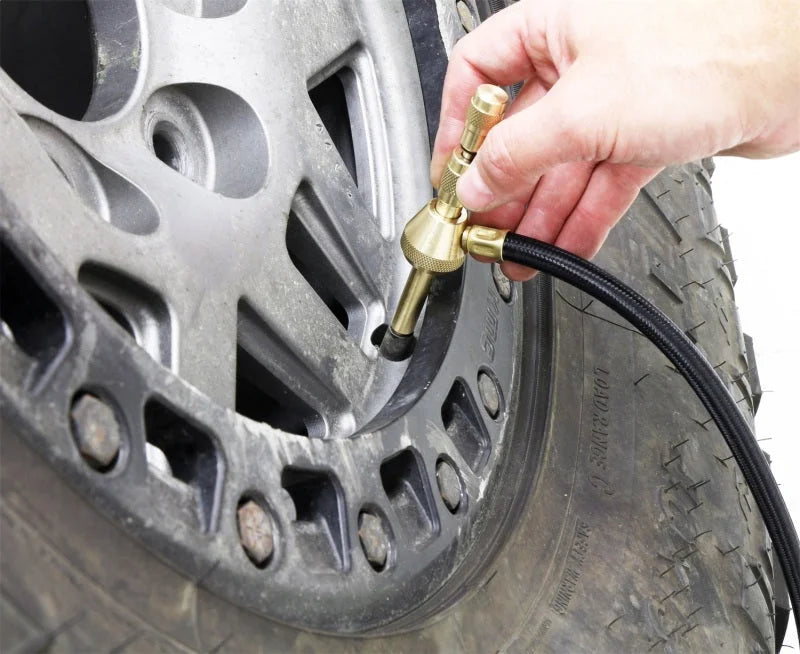 RockJock Elite Analog Tire Deflator 3in Stainless Steel Liquid Filled Gauge Beadlock Friendly - Side View