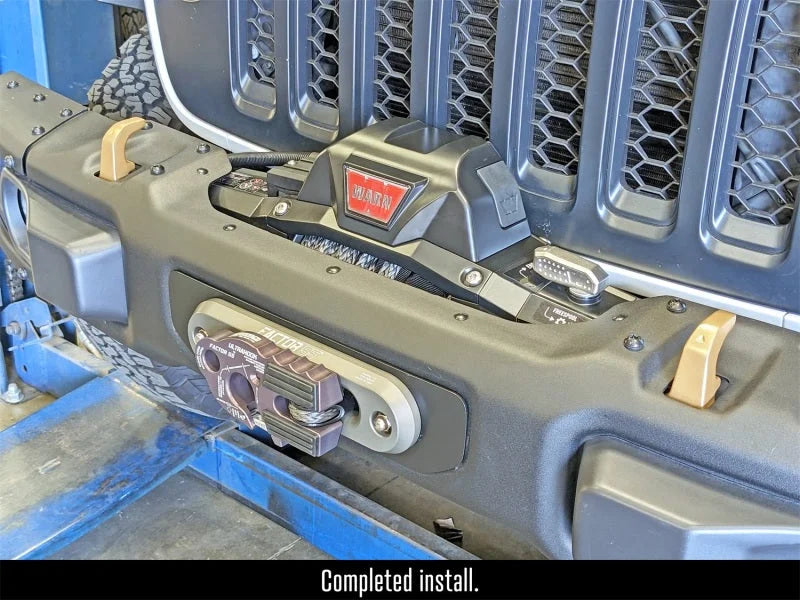 RockJock JL/JT Winch Plate Kit Steel Bumper - Installation View