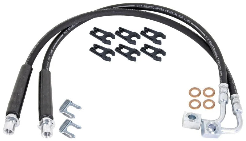 RockJock JT Gladiator Brake Hose Kit Rear w/ Hoses Frame Clips Copper Washers ABS Wire Clips Pair - Main Product View