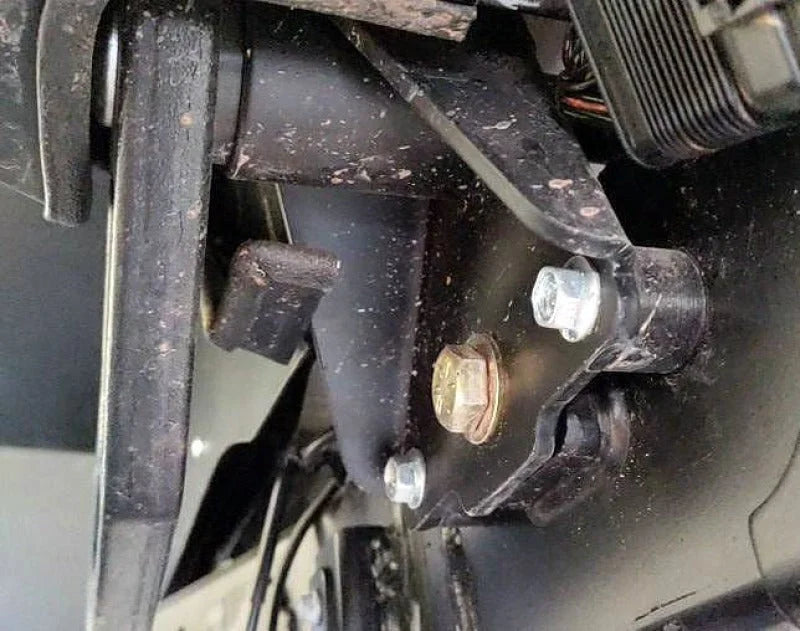 RockJock Left Rear Antirock Sway Bar Frame Bracket - Steel (Fits RJ-256200-101 / 103) - Installation View