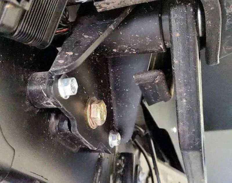 RockJock Right Rear Antirock Sway Bar Frame Bracket - Steel (Fits RJ-256200-101 / 103) - Installation View