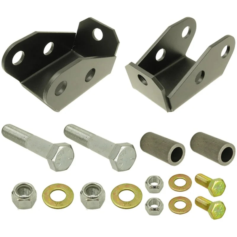 RockJock TJ/LJ Shock Mount Extensions Rear Lower w/ Hardware Pair - Main Product View