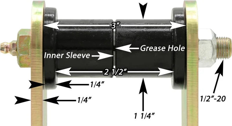 RockJock YJ HD Leaf Spring Shackles Rear w/ Urethane Bushings HD Greasable Bolts Pair - Side View