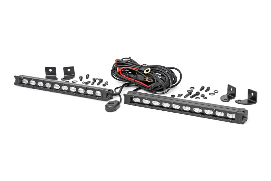Rough Country 10 Inch Black Series LED Light Bar | Slim Line| Pair 70410ABL - Side View