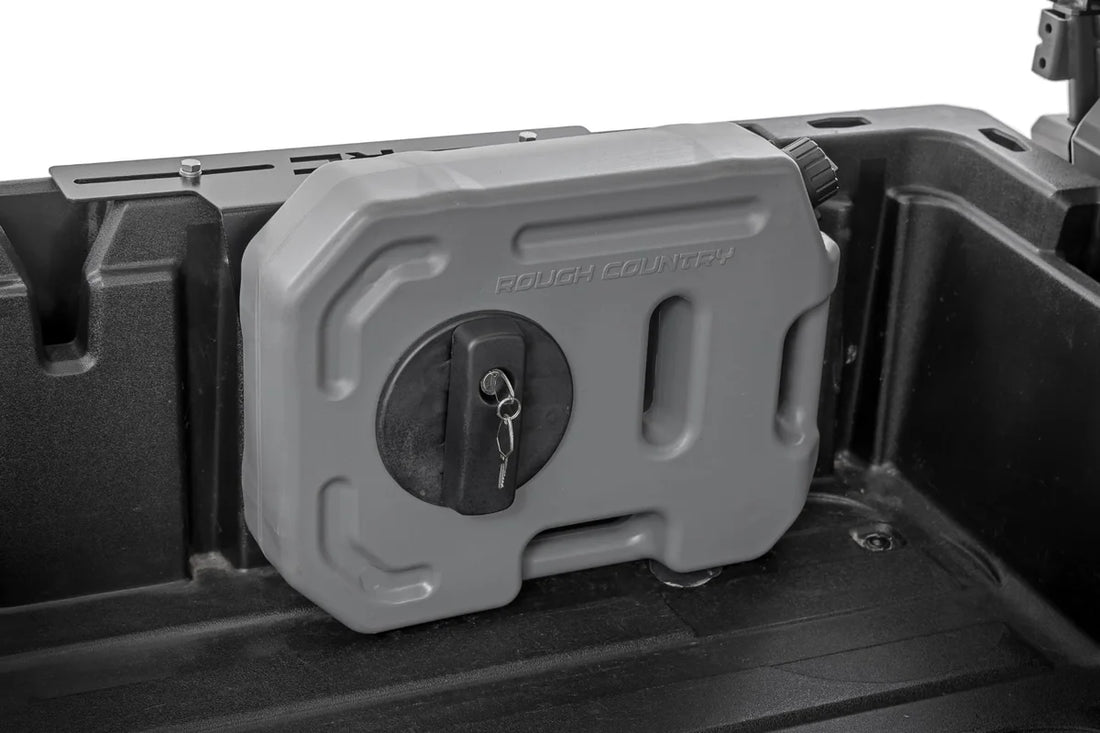 Rough Country 10L Fluid Container Bed Side Mount | Multiple Makes & Models (Polaris/Can-Am/CFMOTO) 99090 - Side View