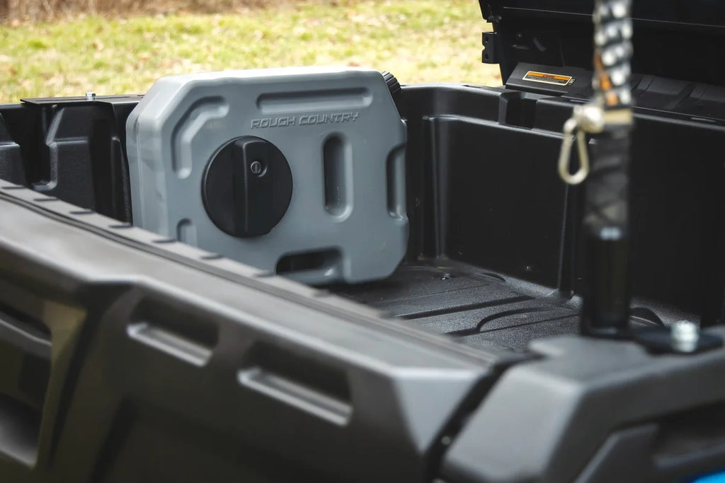 Rough Country 10L Fluid Container Bed Side Mount | Multiple Makes & Models (Polaris/Can-Am/CFMOTO) 99090 - Installation View