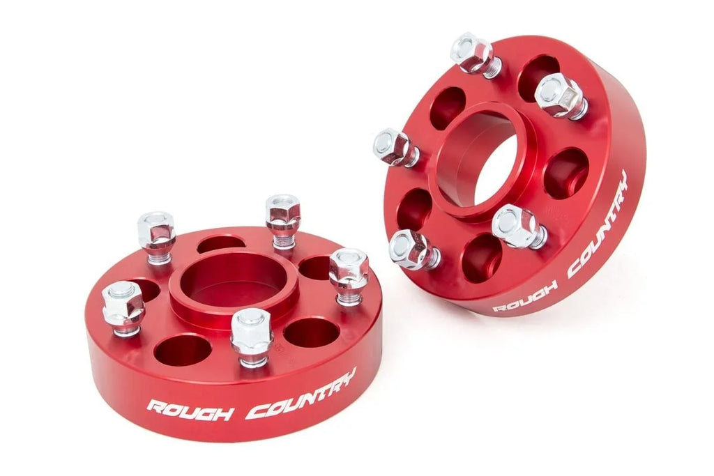 Rough Country 1.5 Inch Wheel Adapters | 5x4.5 to 5x5 | Red | Jeep Cherokee XJ/Comanche MJ/Wrangler TJ 1092RED
