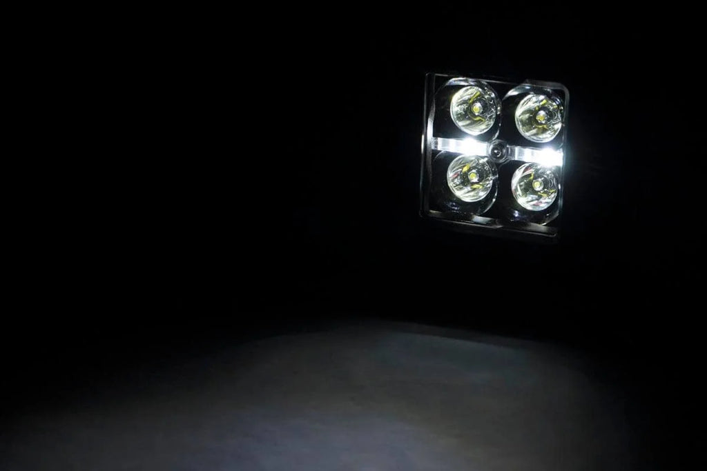 Rough Country 2 Inch Black Series LED Light Pods |  Flush Mount | Cool White DRL 70803BLKDRL - Side View