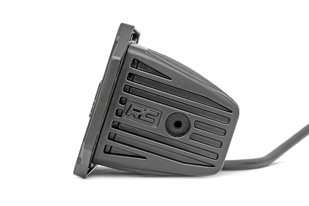 Rough Country 2 Inch Black Series LED Light Pods | Flush Mount | Amber DRL 70803BLKDRLA - Side View