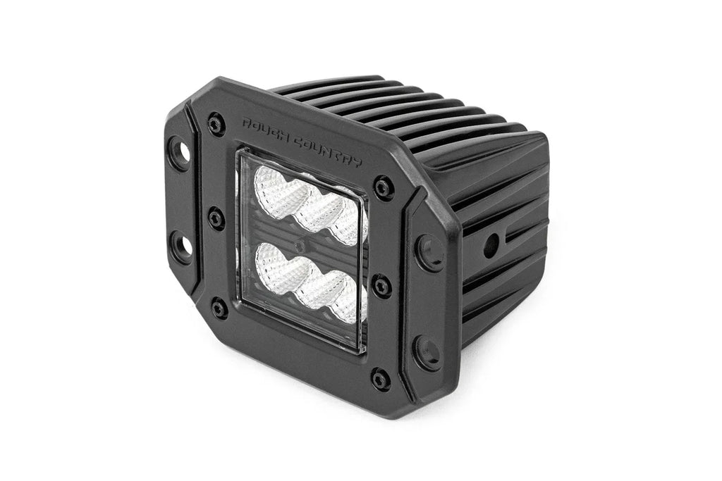 Rough Country 2 Inch Black Series LED Light Pods  | Pair | Flood | Flush Mount 70113BL - Mounting View