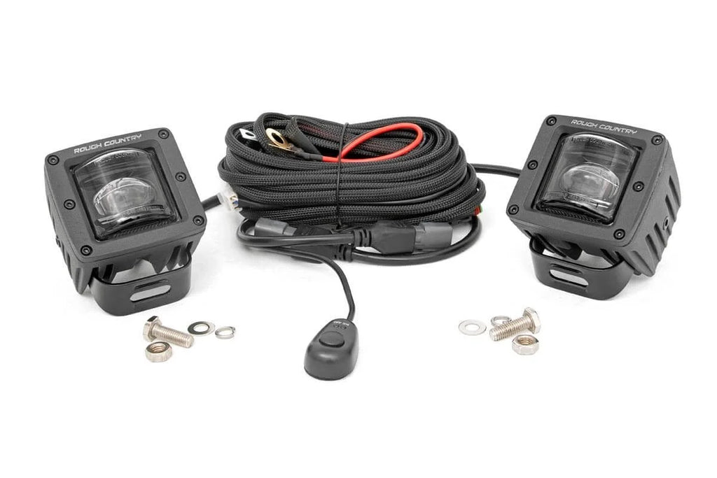 Rough Country 2 Inch Black Series LED Light Pods | SAE Fog | Pair 70907 - Main Product View