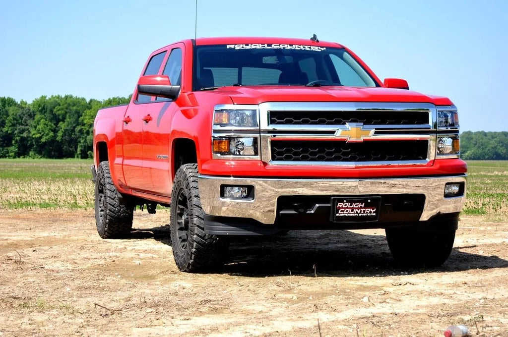 Rough Country 2 Inch Leveling Kit | Aluminum | Red | Chevy/GMC 1500 Truck (07-18) SUV (07-20) 1313 - Back View