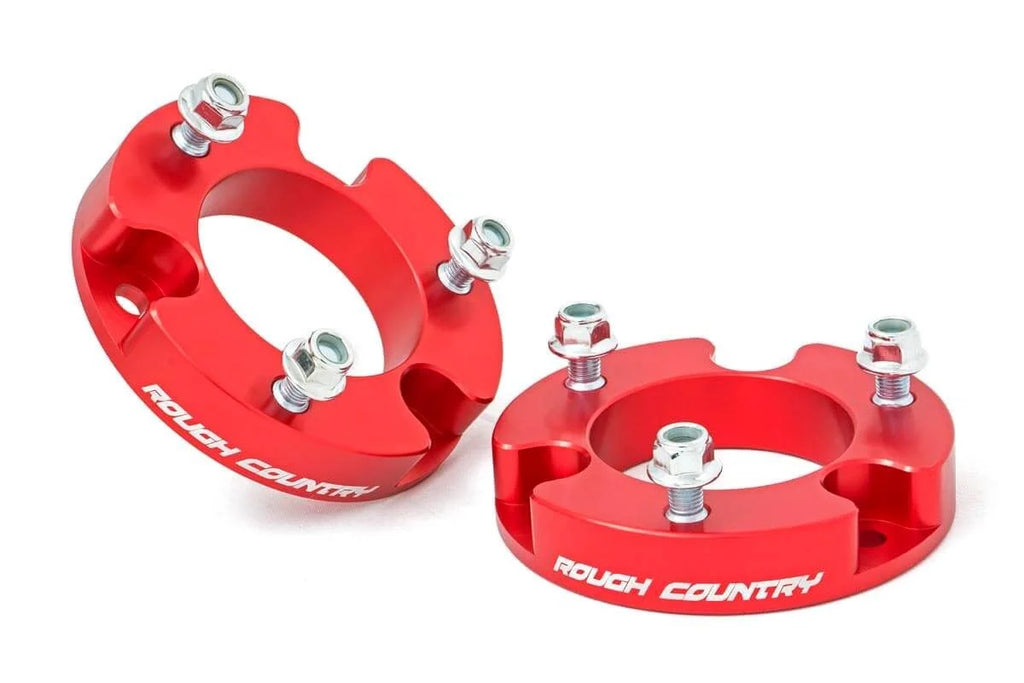 Rough Country 2 Inch Leveling Kit | Aluminum | Red | Toyota Tacoma 2WD/4WD (2005-2023) 744RED - Main Product View