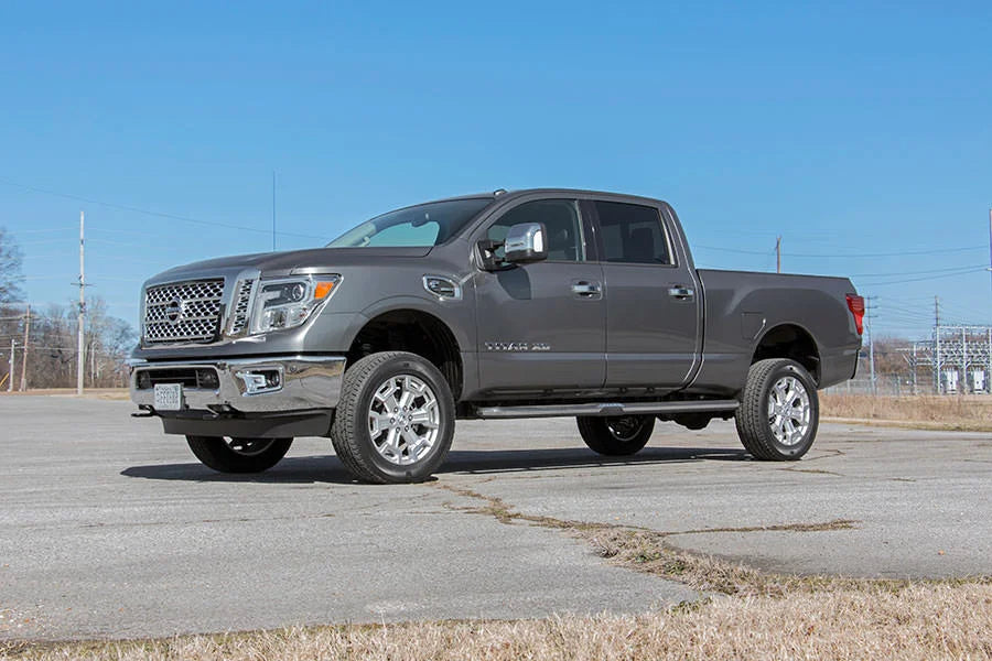 Rough Country 2 Inch Lift Kit | Red Spacers | Nissan Titan XD 2WD/4WD (2016-2024) 868RED - Back View