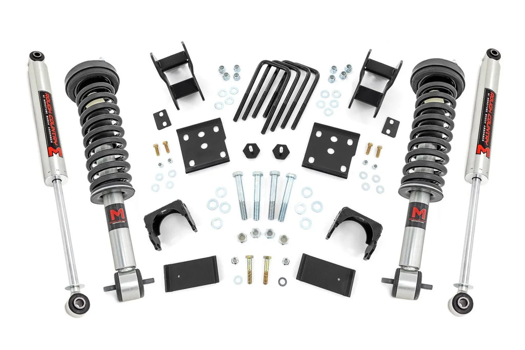Rough Country 2 Inch Lowering Kit | 4 Inch Rear Lowering | M1 | Ford F-150 4WD (2015-2025) - Kit Contents
