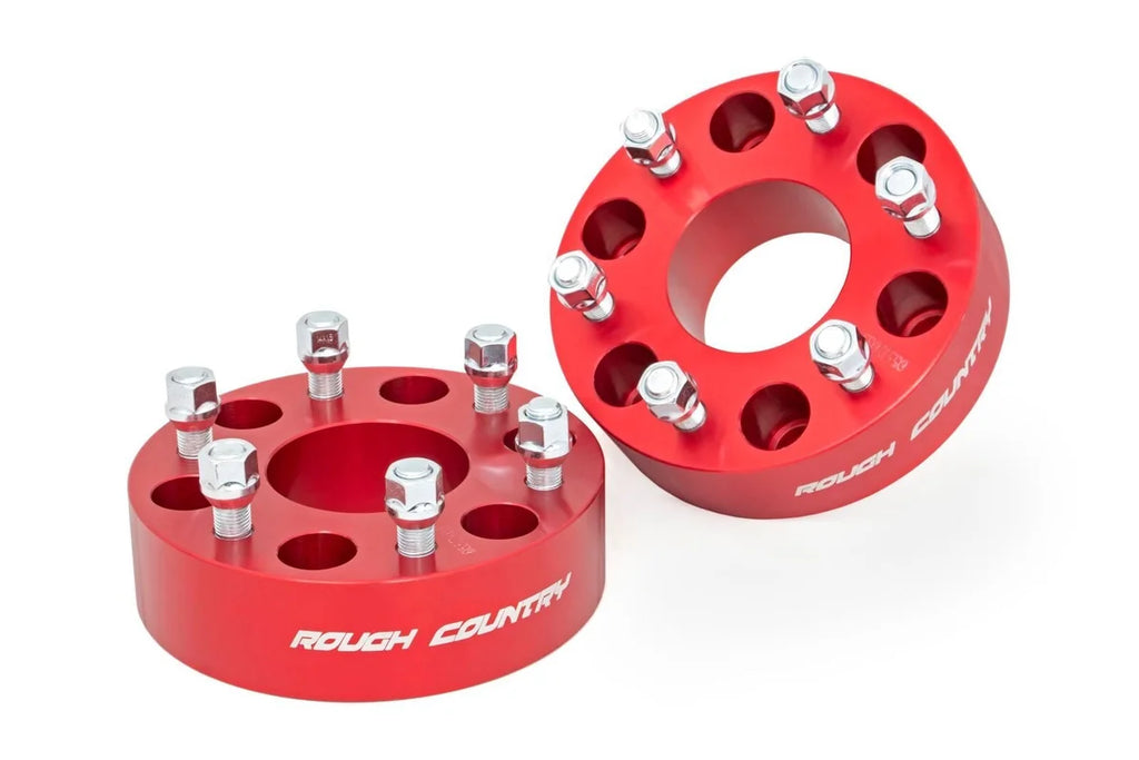 Rough Country 2 Inch Wheel Spacers | 6x5.5 | Red | Chevy/GMC 1500 Truck & SUV 1101RED