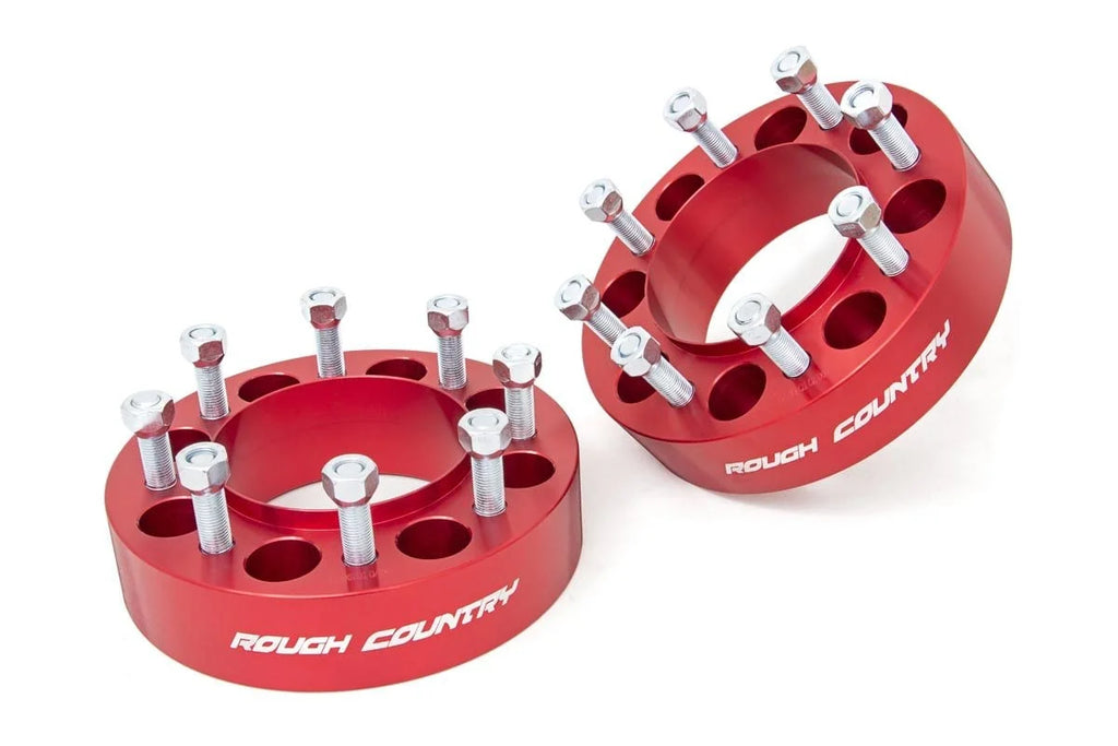 Rough Country 2 Inch Wheel Spacers | 8x170 | Red | Ford F-250/F-350 Super Duty 4WD (03-24) 1094ARED