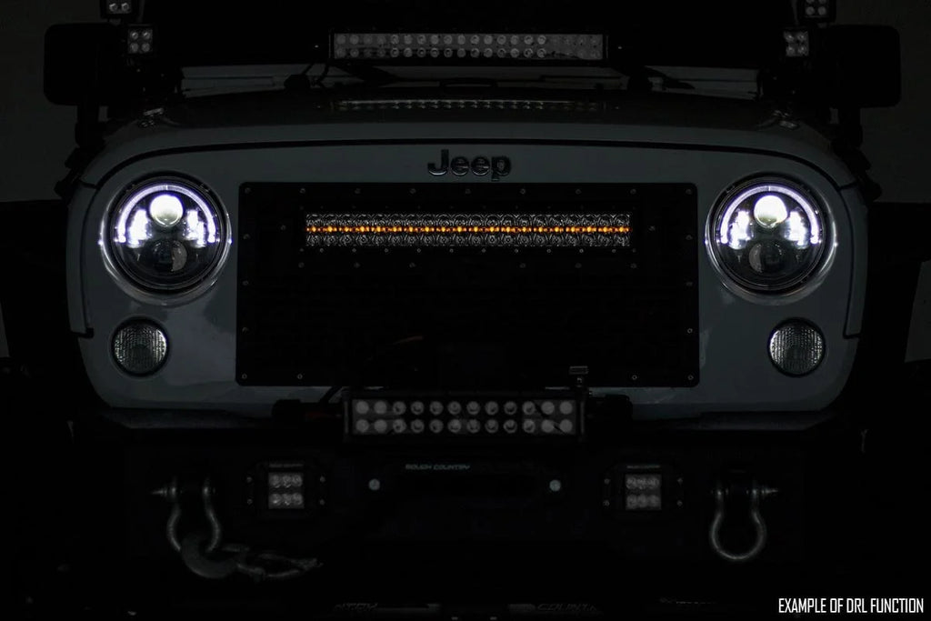 Rough Country 20 Inch Black Series LED Light Bar | Dual Row | Amber DRL 70920BDA - Back View