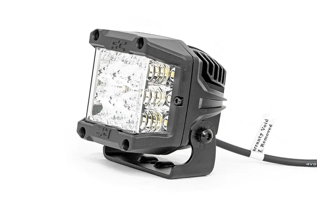 Rough Country 3 Inch Chrome Series LED Lights | Wide Angle Osram | Pair 70904 - Angled View