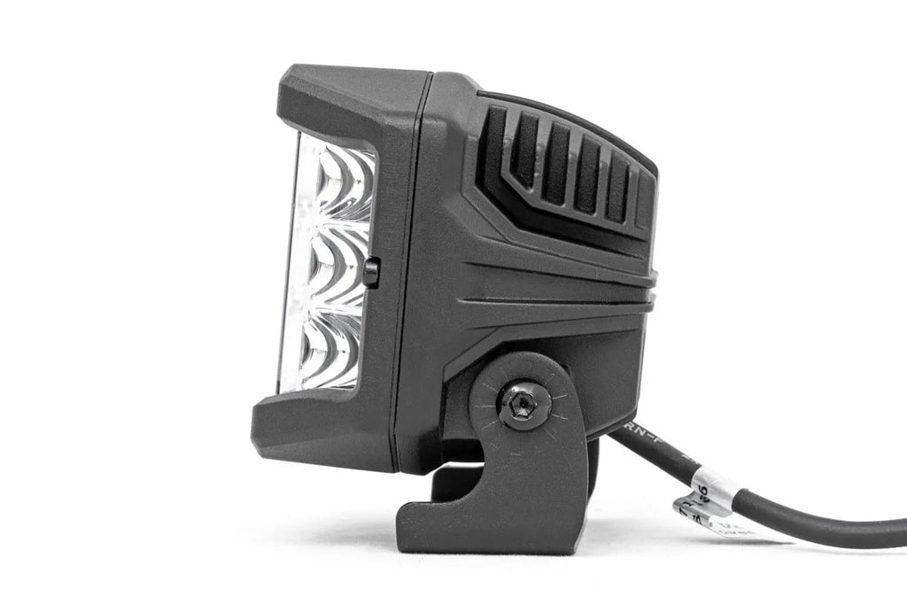 Rough Country 3 Inch Chrome Series LED Lights | Wide Angle Osram | Pair 70904 - Angled View