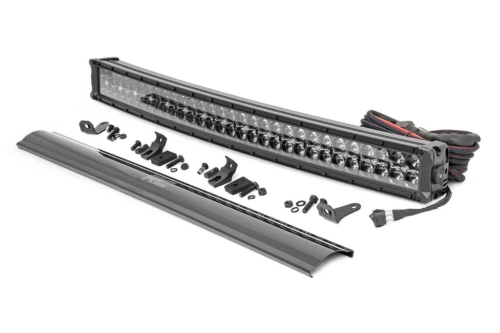 Rough Country 30 Inch Black Series LED Light Bar | Curved | Dual Row | Cool White DRL 72930BD - Main Product View