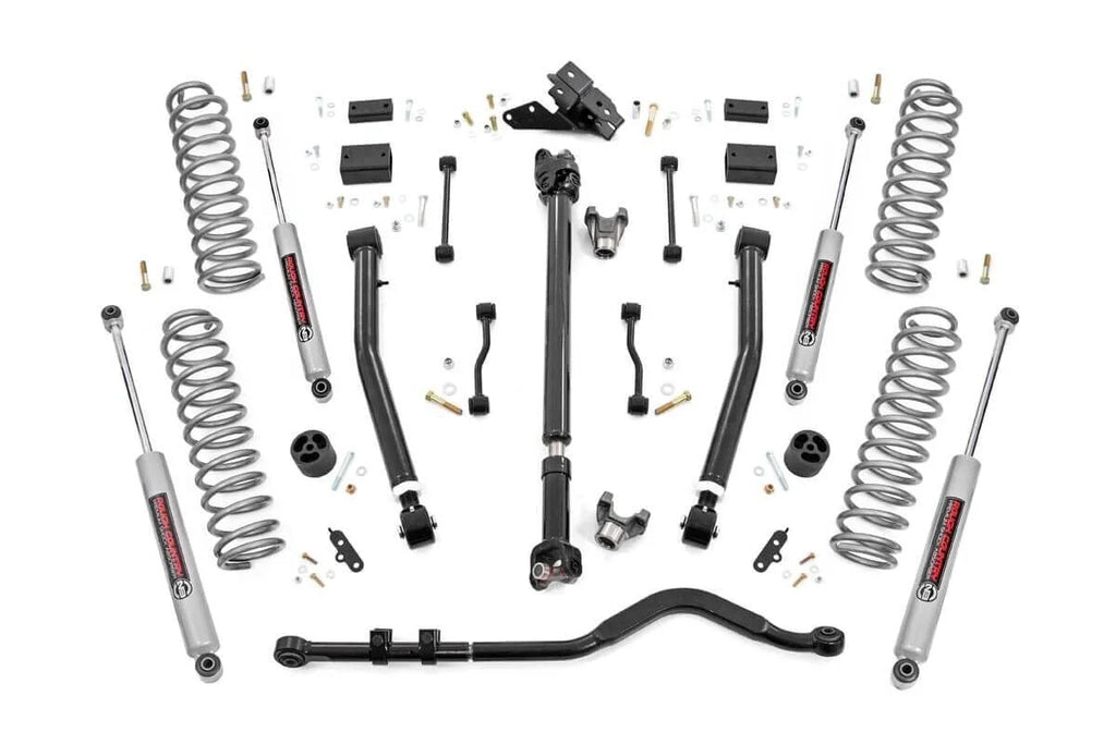 Rough Country 3.5 Inch Lift Kit | Adj Lower | FR D/S | Jeep Wrangler Unlimited 4WD (18-23) 65531 - Kit Contents