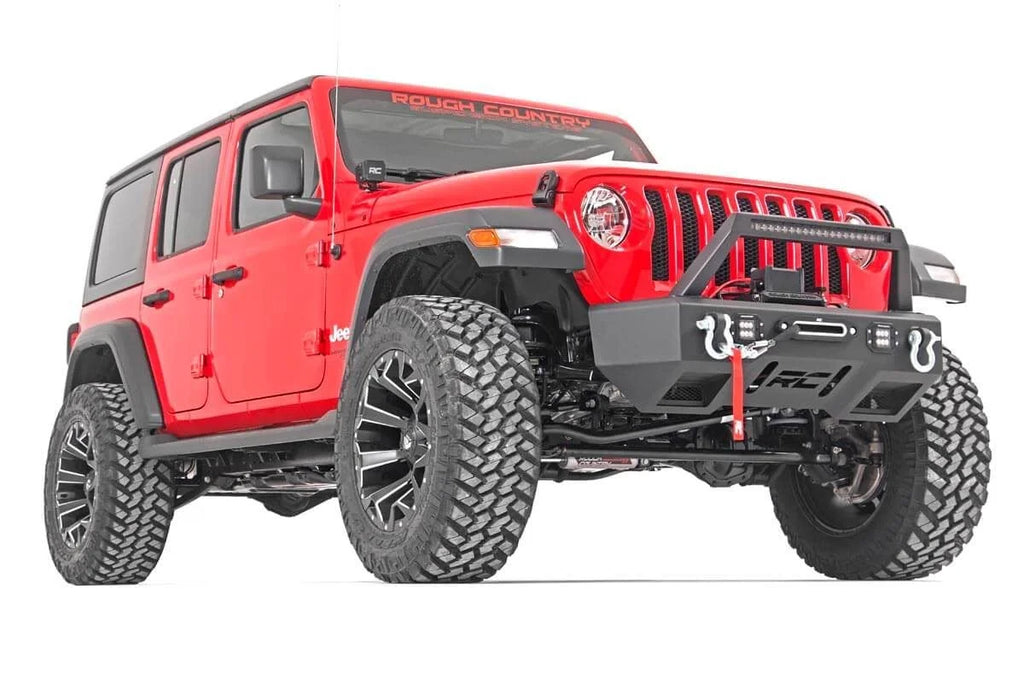 Rough Country 3.5 Inch Lift Kit | Adj Lower | FR D/S | M1R | Jeep Wrangler Unlimited Rubicon (18-23) - Back View