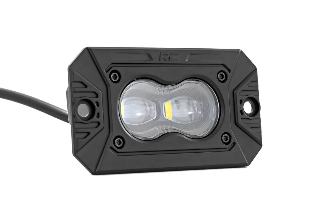 Rough Country 3x1.75 Inch Black Series LED Slim Aux | SAE Fog | Flush Mount | Pair 70908 - Mounting View