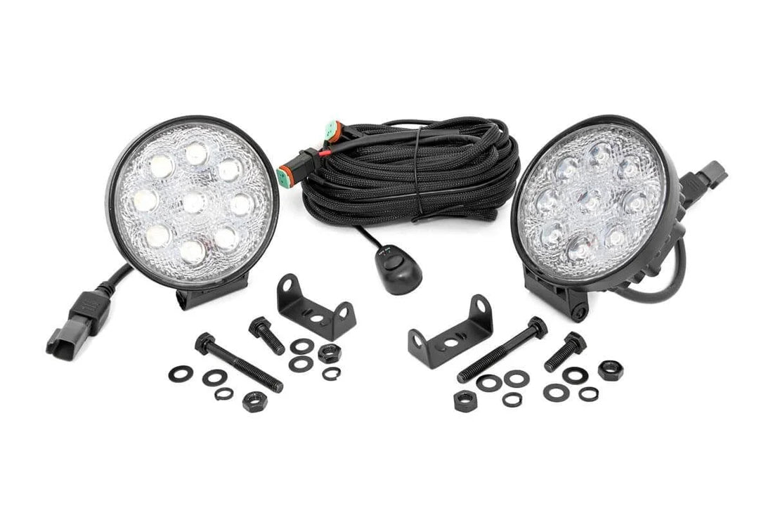 Rough Country 4 Inch Chrome Series LED Light | Round | Pair 70804 - Back View